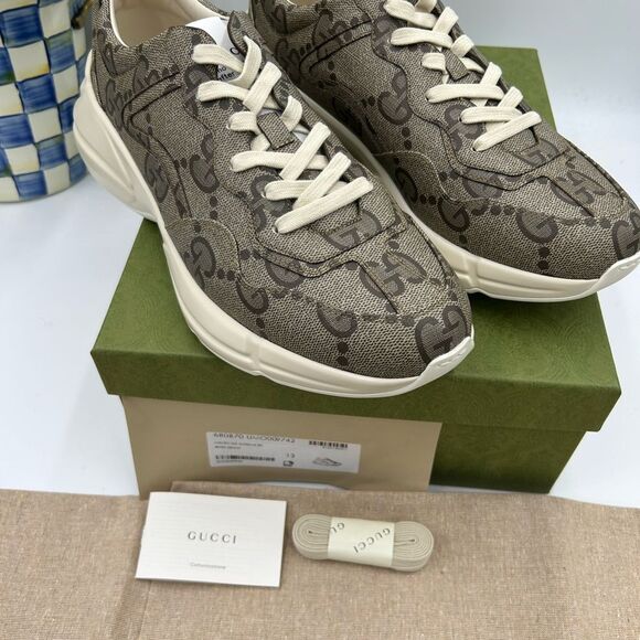 Men's Gucci Rython GG monogram sneakers size 13 made in Italy - Picture 3 of 10